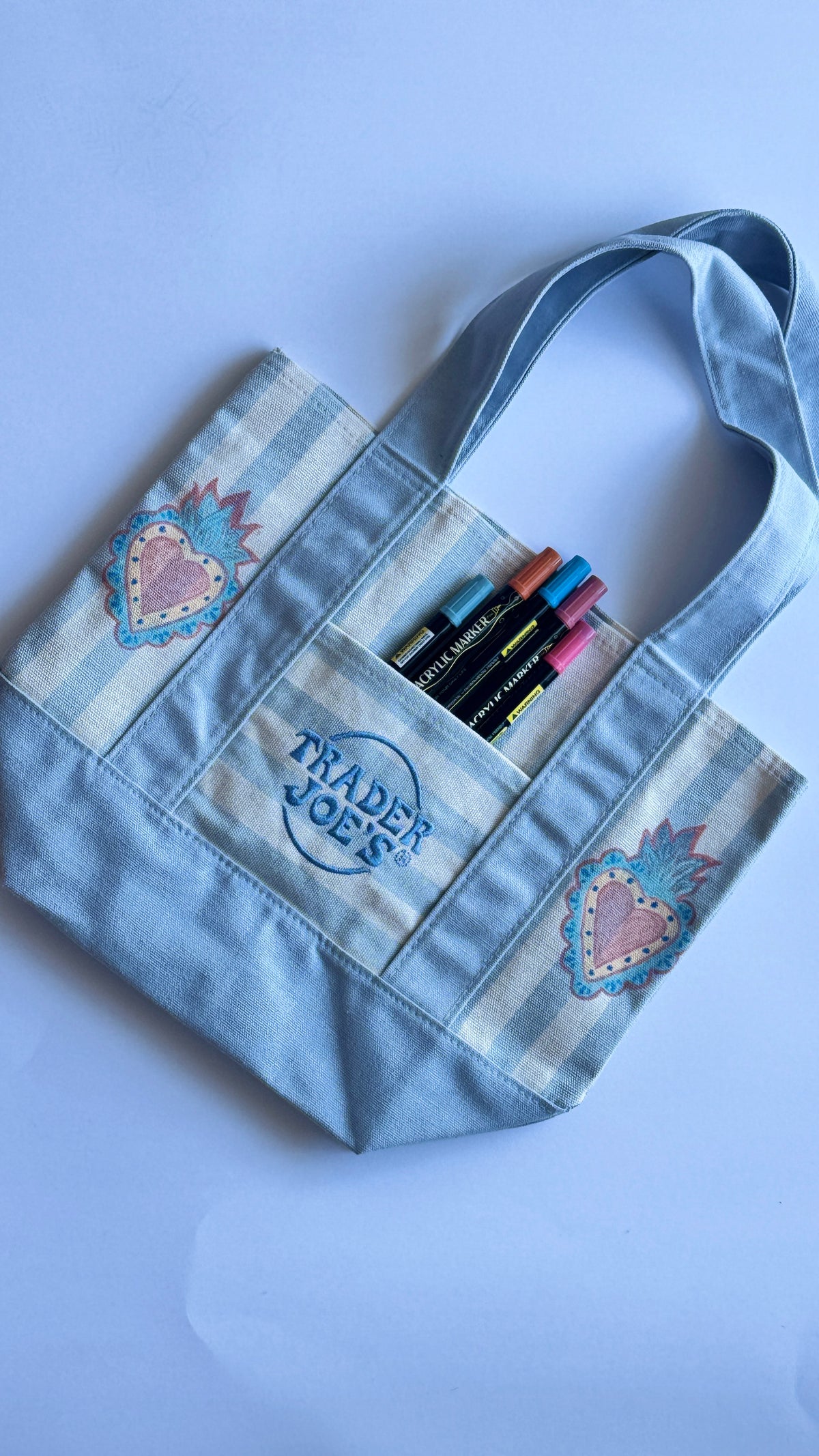 Blue striped tote