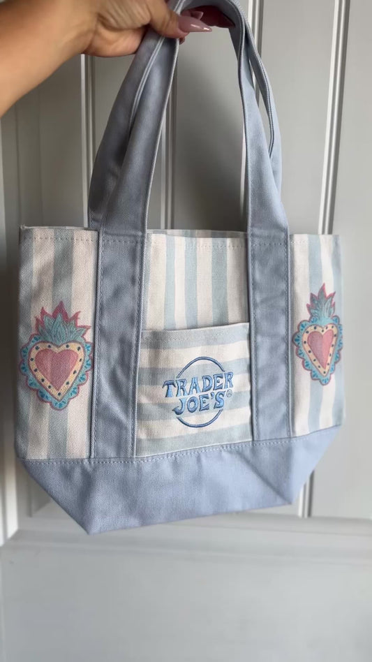 Blue striped tote
